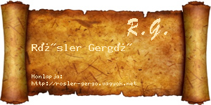 Rösler Gergő névjegykártya